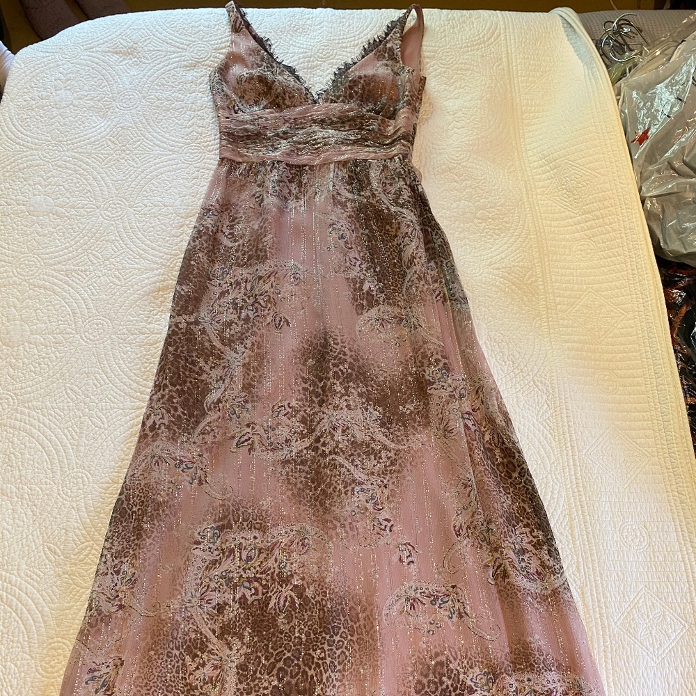 Kay Unger Mauve silk Floral Evening Gown